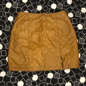 Tan leather skirt